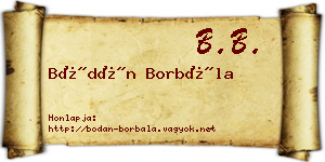 Bódán Borbála névjegykártya